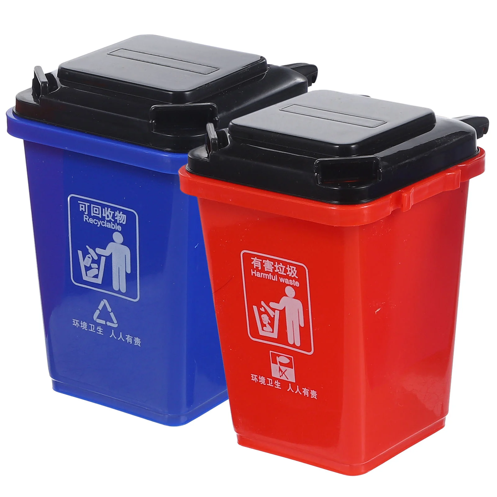 2 PCS Pencil Case Storage Basket Trash Bin Stationery Holder Can Shape Garbage with Lid Box