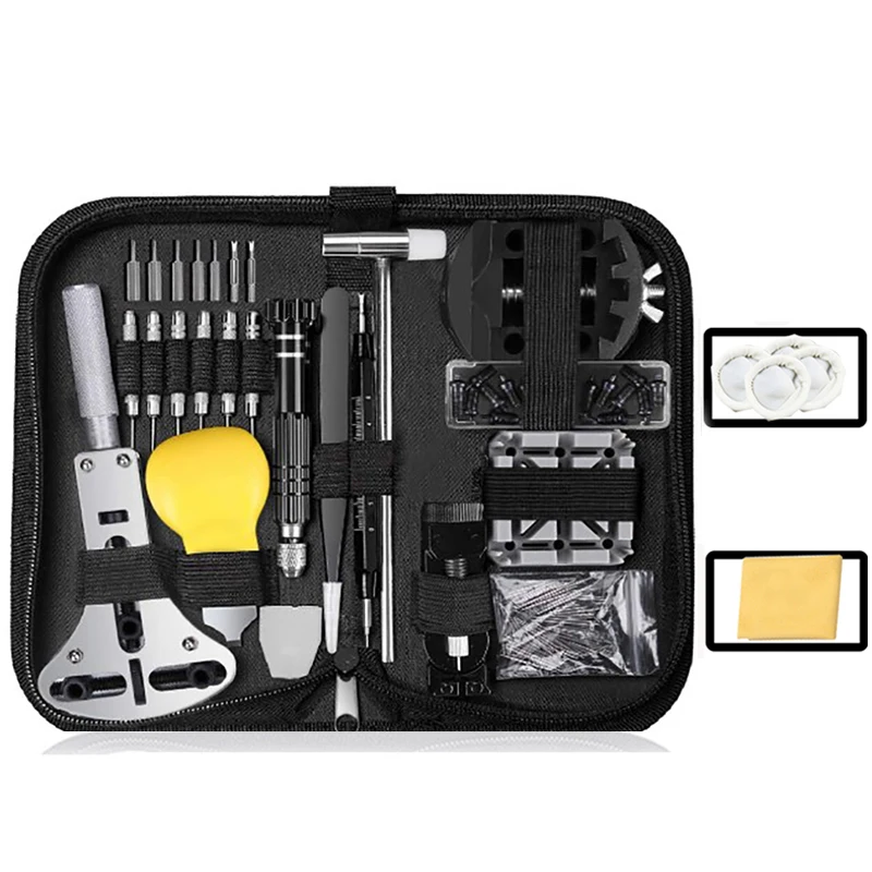 

164PCS Watch Repair Tools Kit Clock Watchmaker Link Pin Dissolving Housing Open Remover Battery Replacement Static-free Set
