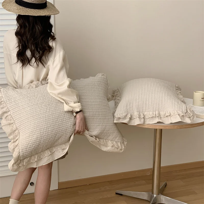 80s Pure Cotton Sand Wash Quilt Cover Cream  Color Universal Bedroom Single Person Pillowcase Machine Washable Korean Style