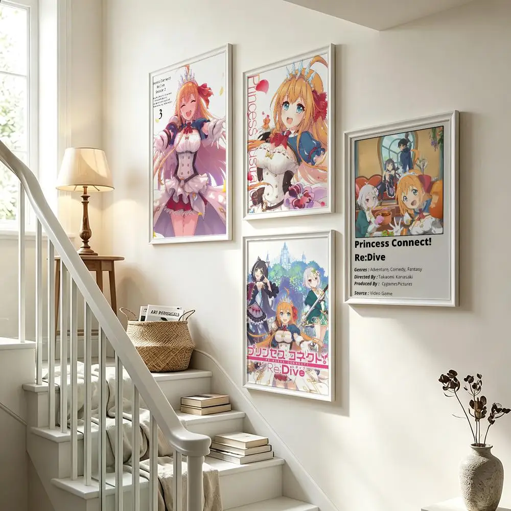 game Princess Connect! Re:Dive Poster Poster HD Waterproof Self-adhesive Art Print Wall Decor for Bedroom Living Room Gift