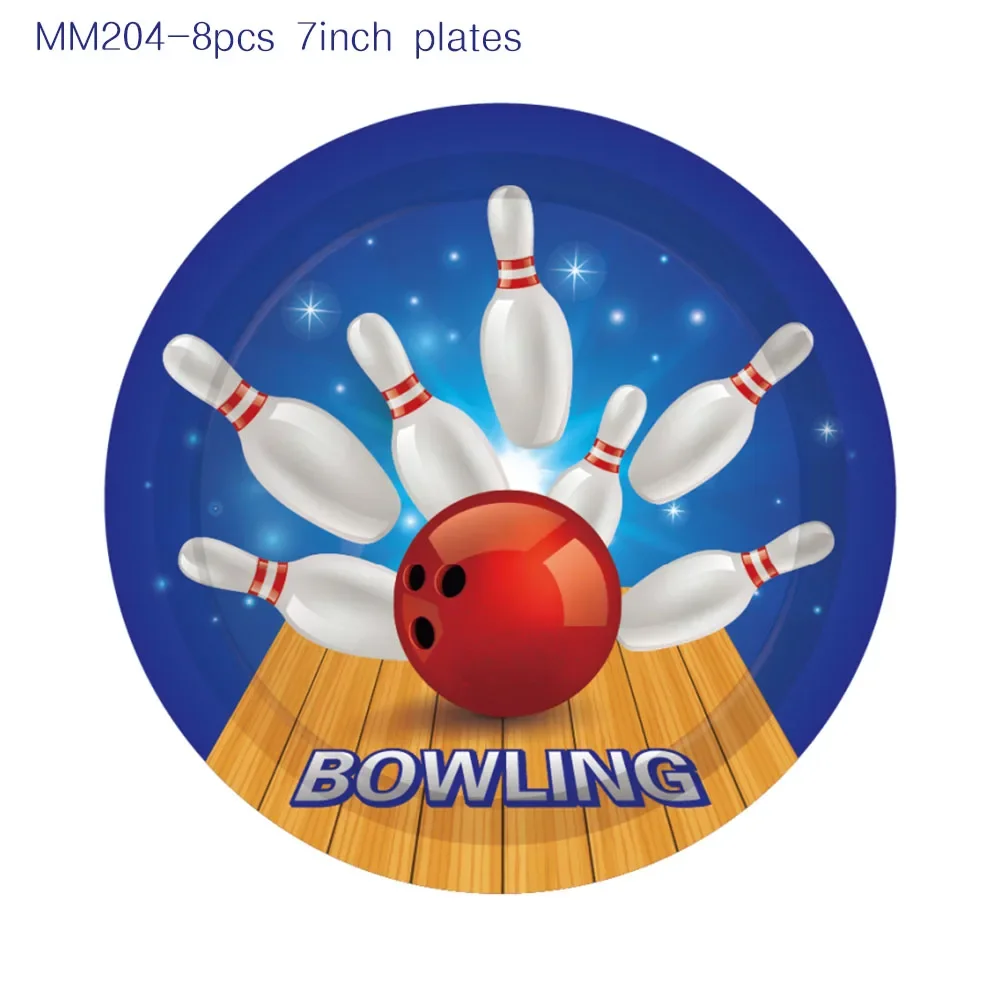 Indoor Sports Game Strike Bowling Happy Birthday Party Disposable Tableware Sets Plates Napkins Cup Set Baby Shower Party Decors