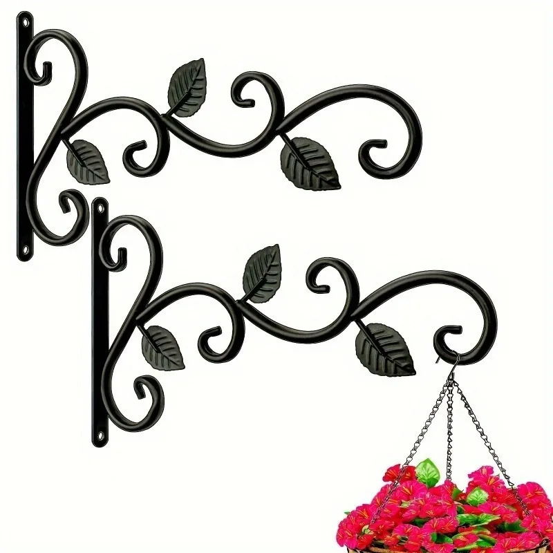 

4pcs Forged Iron Plant Hooks Rustic for Hanging Flower Baskets Bird Feeders Planters Wind Chimes Indoor and Outdoor Decoration