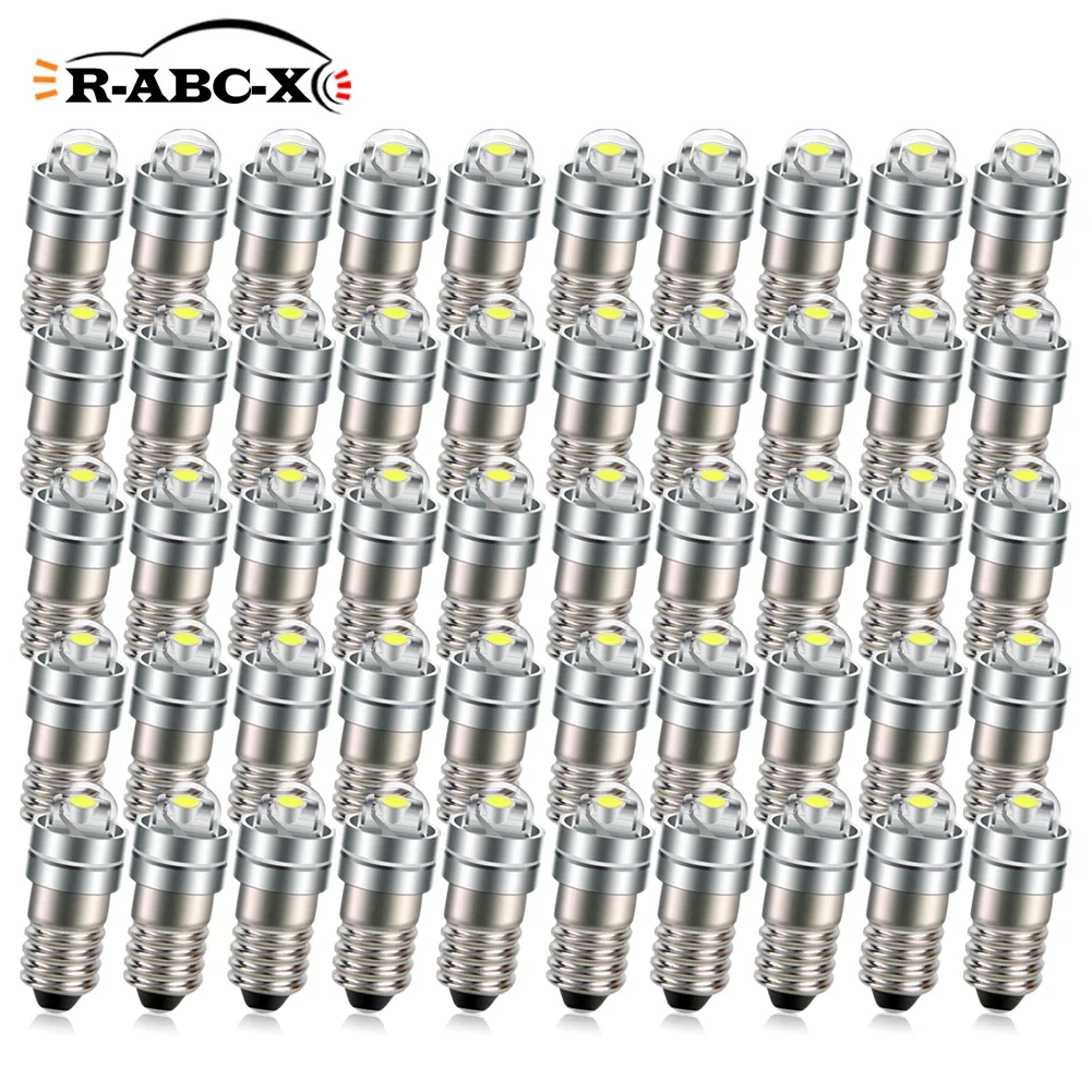 RUIANDSION 50X E5 E5.5 Светодиодная мини-лампа с резьбой COB 3 В 6 В 6,3 В 12 В Белый 6,5 мм Миниатюрный светильник для игрушечного поезда Модель песочного стола
