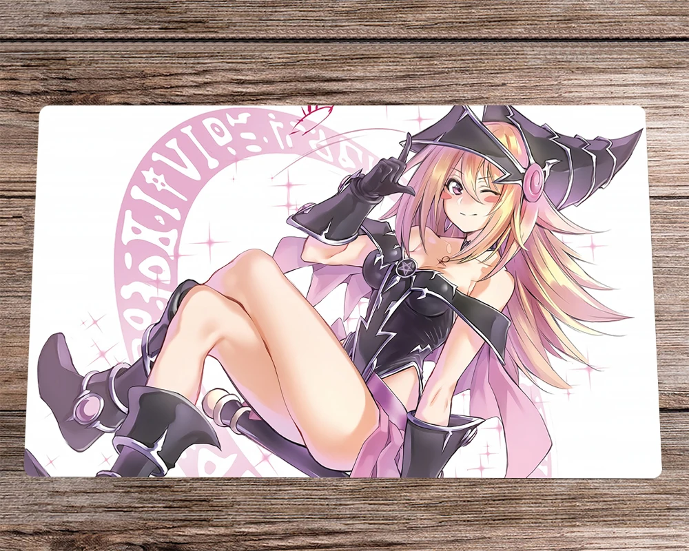 

YuGiOh Dark Magician Girl Playmat TCG CCG OCG Mat DMG Trading Card Game Mat Anime Mouse Pad & Free Bag Rubber Desk Pad 60x35cm