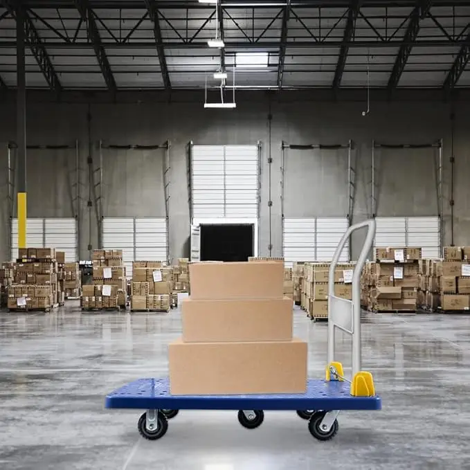 تحميل وتخزين عربة دفع يدوية قابلة للطي ، شاحنة منصة ، عجلات دوارة درجة ، سعة وزن 440 رطل