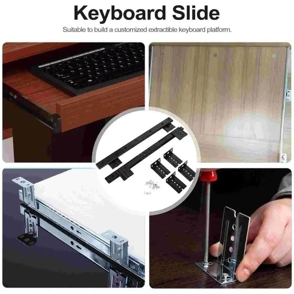 2PCS New Ball Bearing Drawer Runners Side Mounting Low-Noise Drawer Slide Rail Full Extension Adjustable Pull Out Tray Dresser