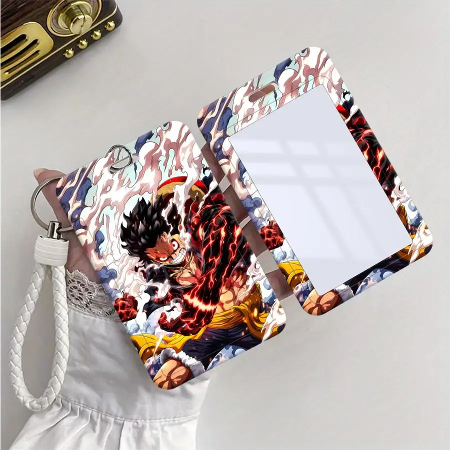 Anime Ones Pieces Luffy 1Pc Card Holder Retractable Credit Card Holders Holders Child Bus with lanyard Badge Bank ID Cover Case