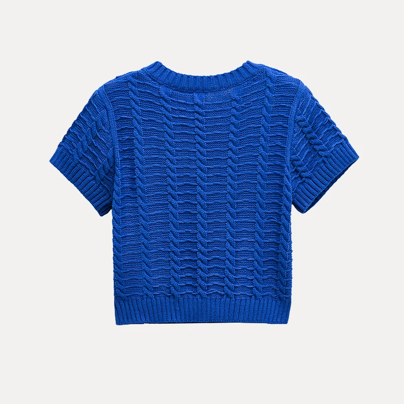 Faionable Prendas de abrigo de punto ort Sve redondas Ne con protrusión Primavera 2025 Regula de fibra de poliéster Street Sle para mujer...