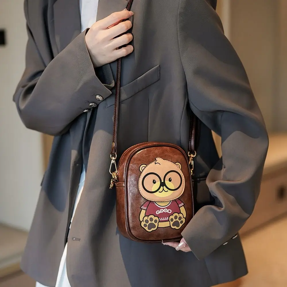 

Новая сумка через плечо с мультяшным медведем, многофункциональная повседневная сумка через плечо, портативная мини-сумка для мобильного телефона, дорожная