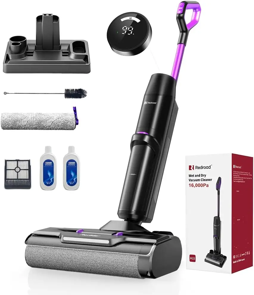 Cordless Wet Dry Vacuum Cleaner 16000Pa, 50Min Runtime, All-in-One Mop for Hard Floors Pet Hair