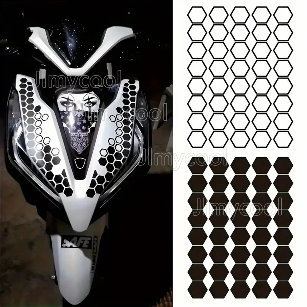 80pcs Hollow and Solid Honeycomb Motorcycle Stickers DIY Scooter Sport Style Waterproof Decoration for Suzuki BMW YAMAHA Honda