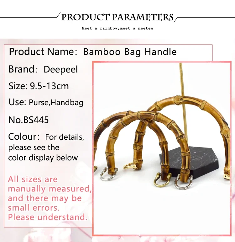 1/2Pcs Deepeel Natural Bamboo Handle Clutch HandBag Frame Replacement U-shaped Handles for Woven Bag Luggage Hardware Accessory