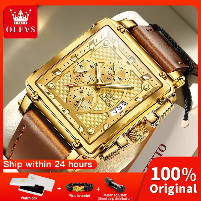 

OLEVS 9925 Men Watch Original Business Quartz Watch Waterproof Leather Watch for Men Single Calendar Multifunctional Chronograph