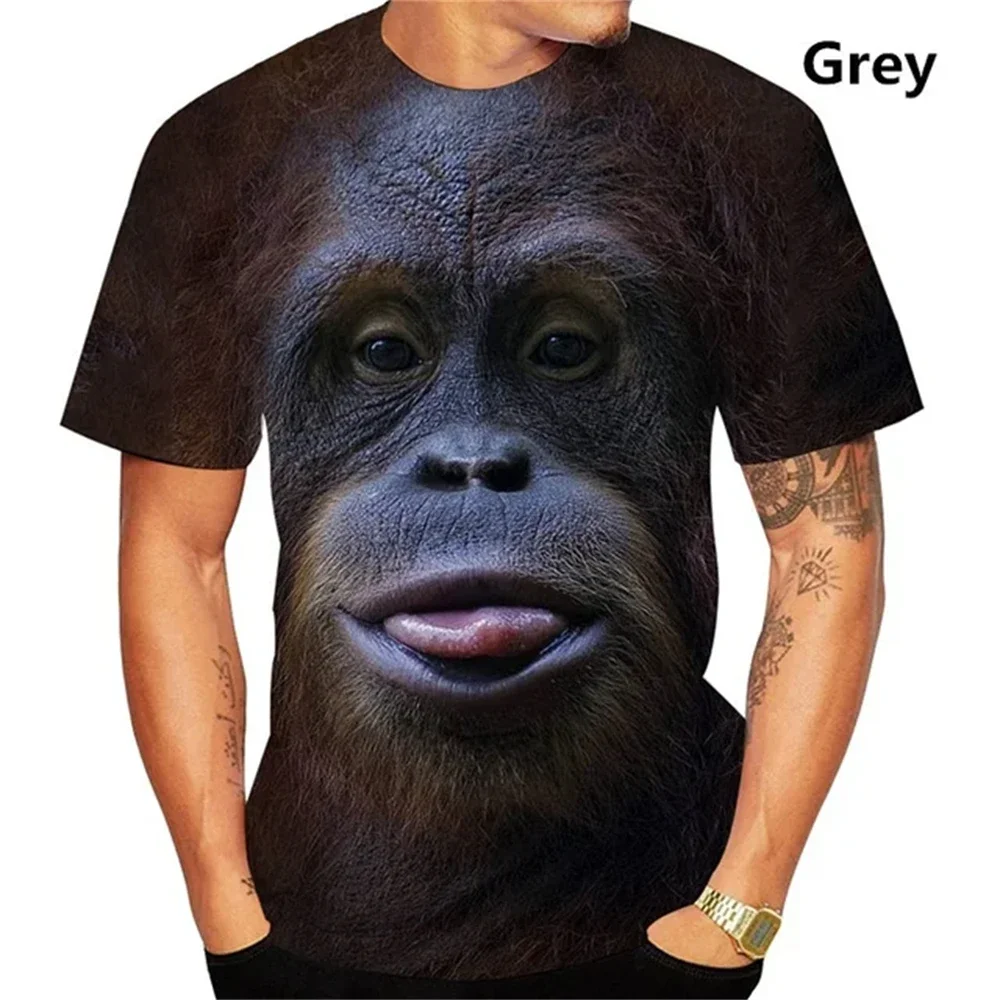 Lustiges T-Shirt mit Küssendem Affen-Motiv für Männer, 3D-Druck, Parodie-Gorilla, Schnelltrocknend, Atmungsaktiv, Unisex Kurzarm-Oberteil – Detail 5
