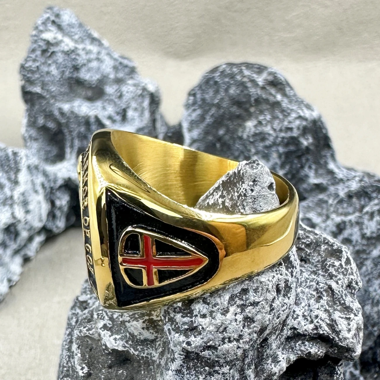 Hot sale Men\'s Knight cross Templar Ring Punk stainless steel Seal Jewelry Fashion Personality Hip Hop Rock Unisex Finger