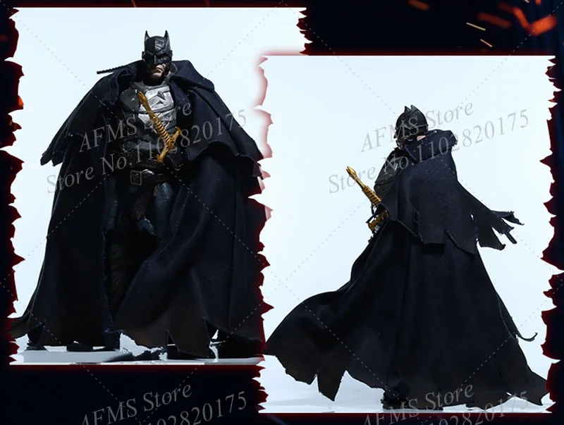 1/12 Scale Collectible Figure Cloak The Middle Ages Steel Dark Knight Batman Clothes Accessory Fit DIY 7Inch Macfarlane Dolls