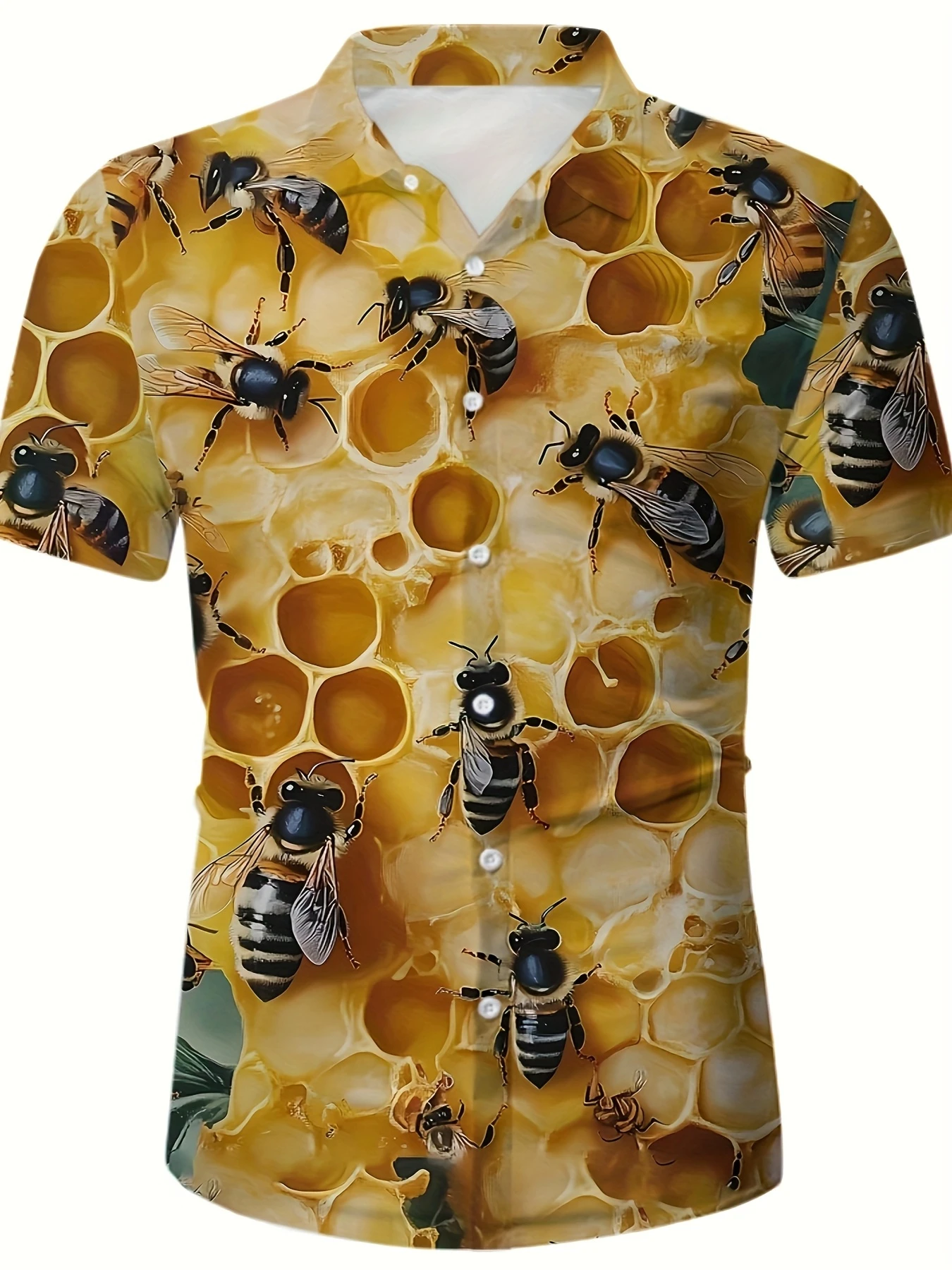 الرجعية هاواي النحل طباعة قميص للرجال عطلة عادية كم قصير مضحك قمصان الشارع الشهير موضة العسل الحشرات النحل بلوزة #6