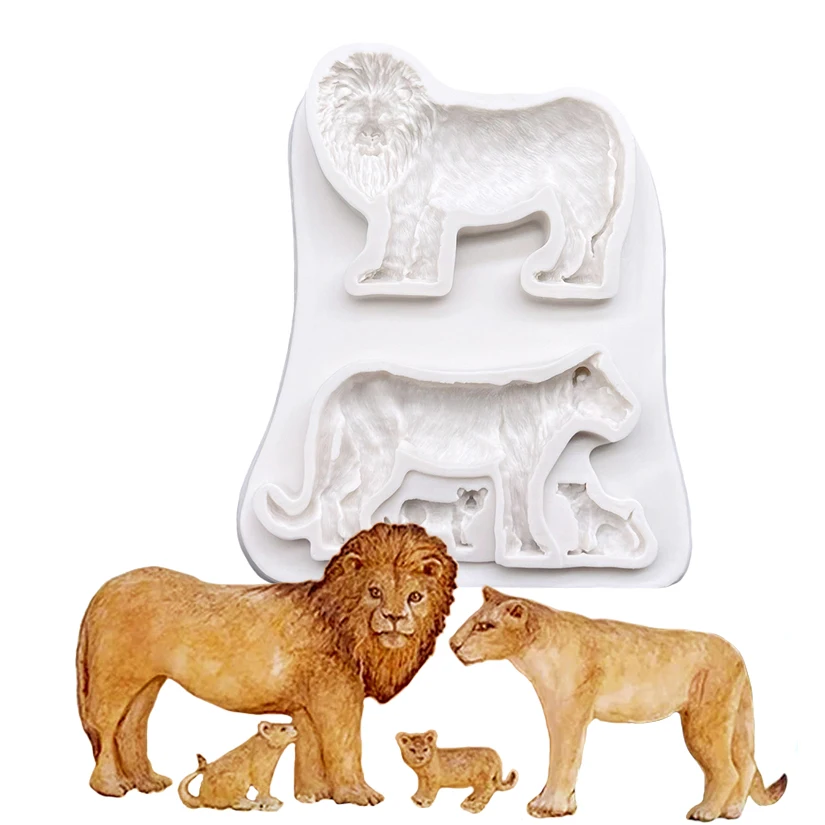 3D Jungle Animals Giraffe/Lion/Elephant Silicone Mold Fondant Chocolate Mould Cake Decorating Tools DIY Clay Model Bakeware