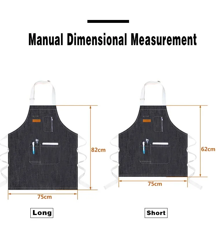 Logo benutzerdefinierte Küche Restaurant Malerei Bäckerei Milch Tee Shop hängenden Hals Denim Arbeit Koch Schürze mit Reißverschlusstasche – Detail 5