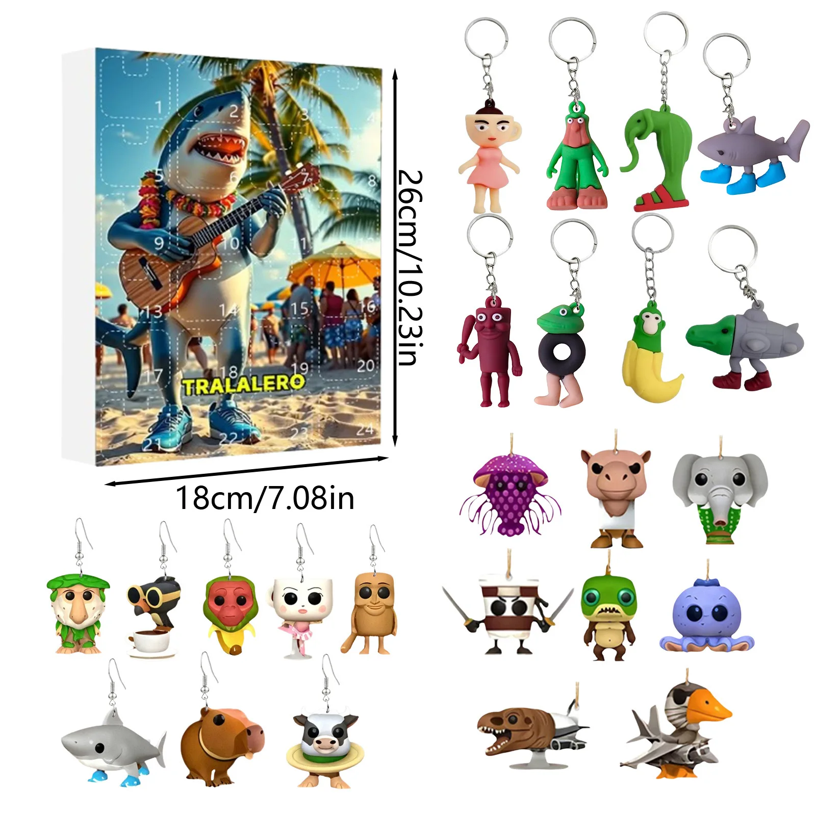 تقويم القدوم الإيطالي Brainrot Shimpanzini Bananini Tung Sahur Tralalelo Tralala XMAS العد التنازلي تقويم القدوم هدية 24 يومًا