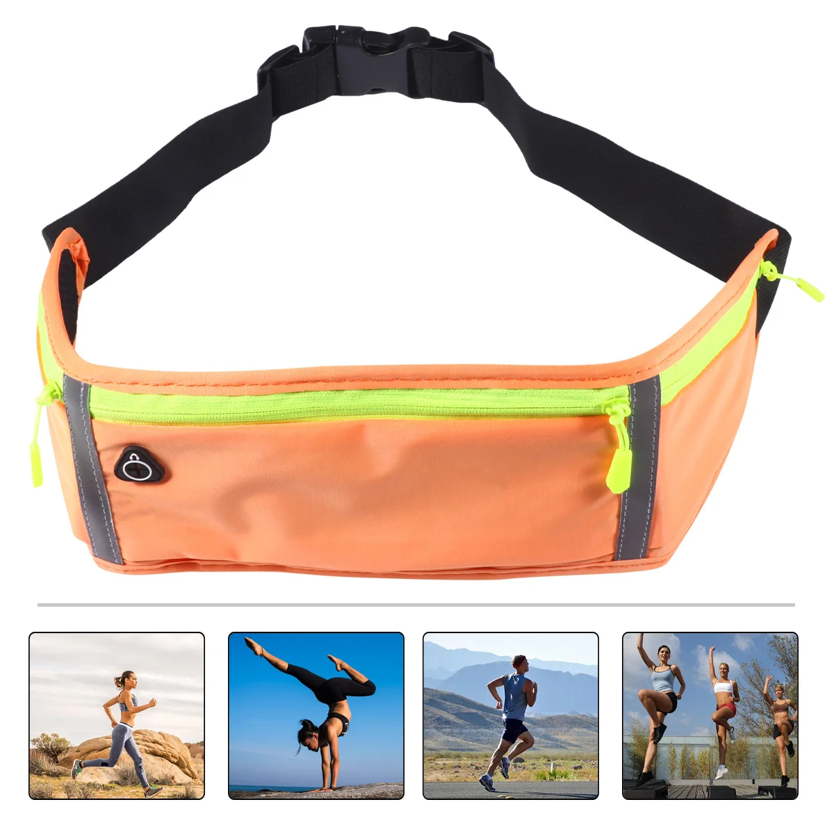 

1Pcs Lightweight Running Waist Pouch 3 Compartment Waterproof Sports Belt Breathable Fabric Smooth Zipper for Outdoor Jogging