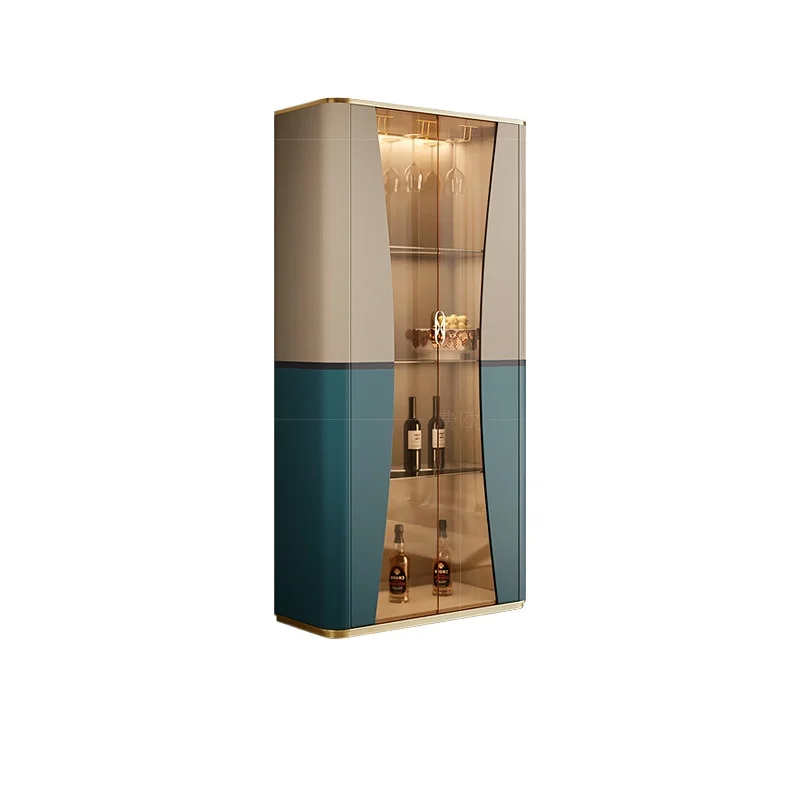 LMM light luxury glass wine cabinet restaurant against the wall fashionable villa large flat modern bookshelf