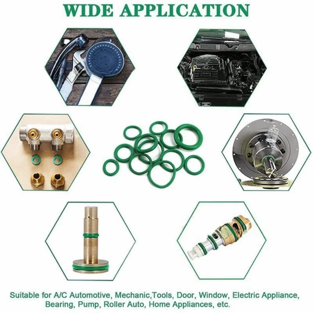 

530 шт./компл., комплект зеленого уплотнительного кольца для кондиционера, 18 размеров, набор уплотнительных резиновых уплотнительных колец, прочные резиновые аксессуары