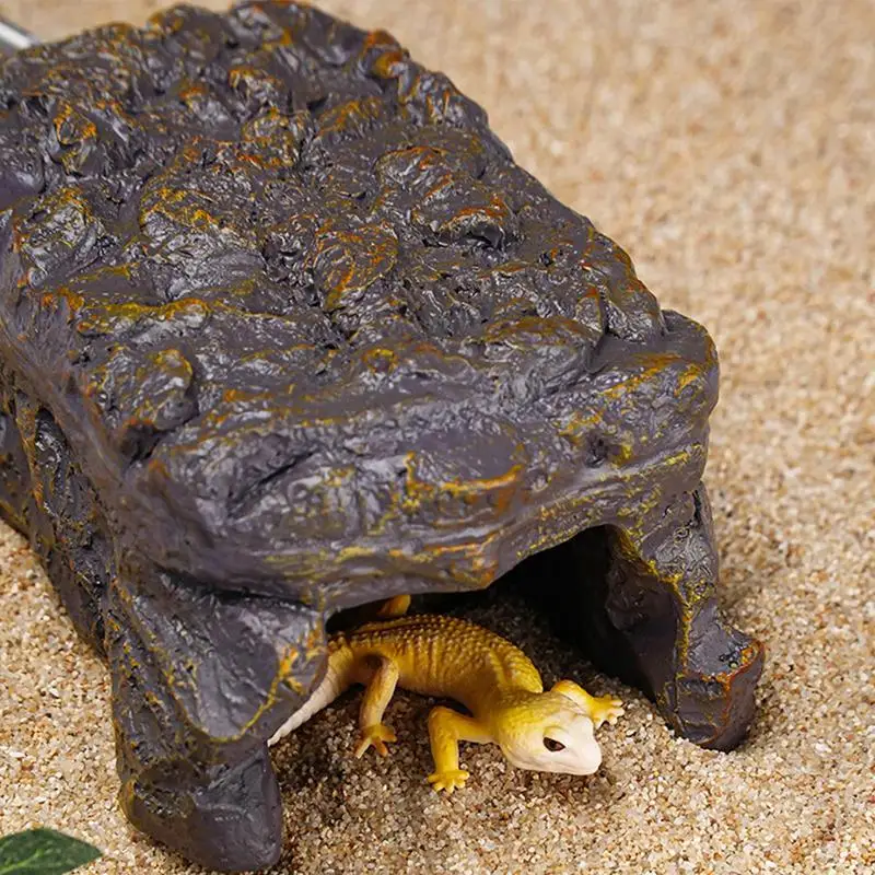 

Heated Reptile Hiding Cave Resin Simulation Rock With Heated Basking Stage Tank Accessories Habitat Decor Heating Rock For