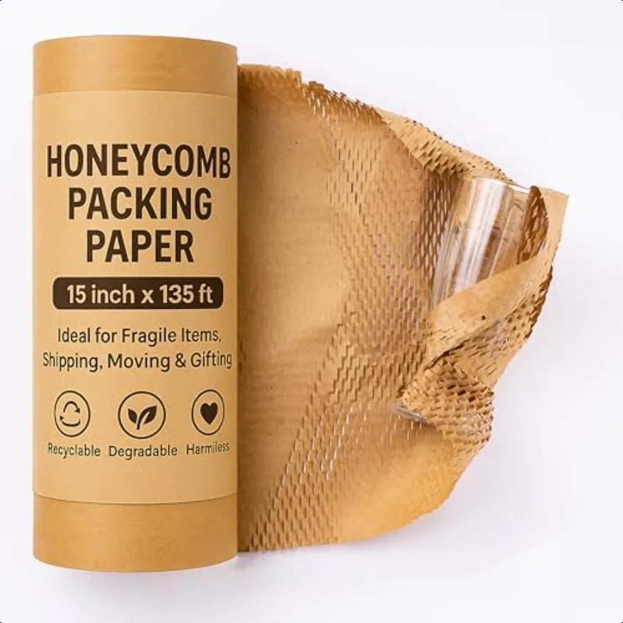 

Honeycomb Packing Paper15 W x 135' L Bubble Cushioning Wrap for Moving Products Gifts Wrapping Paper Recyclable and Biodegradab