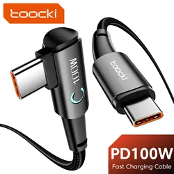 Toocki 100W USB C USB C kablosu 90 derece iPad MacBook Pro için Xiaomi Samsung Huawei hızlı şarj tipi C tarih kablosu