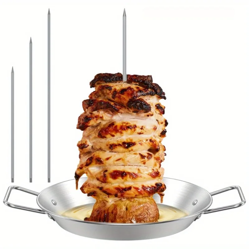 1 Satz robuste, langlebige Edelstahl-Grillpfanne, stapelbar, für drinnen und draußen, gewerbliche Heimgebrauch mit leicht zu reinigen, nicht elektrisch