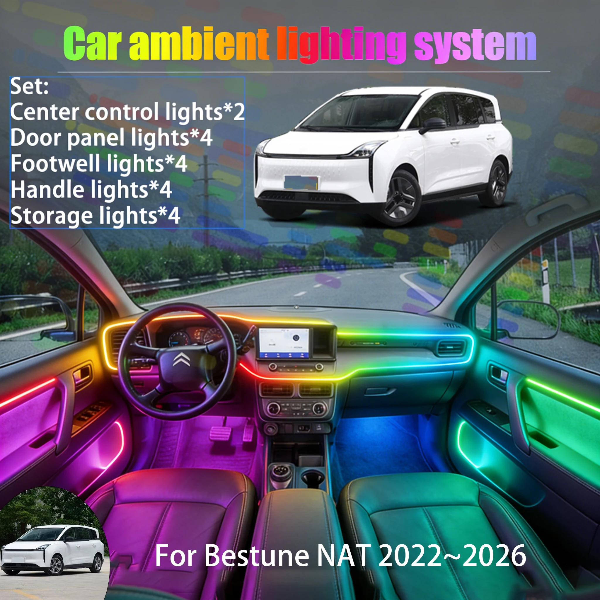 

Для Bestune NAT 2022~2026: Комплект светодиодной подсветки салона и багажника (2/18 в 1), USB RGB, с эффектом бегущих огней, автозапчасти