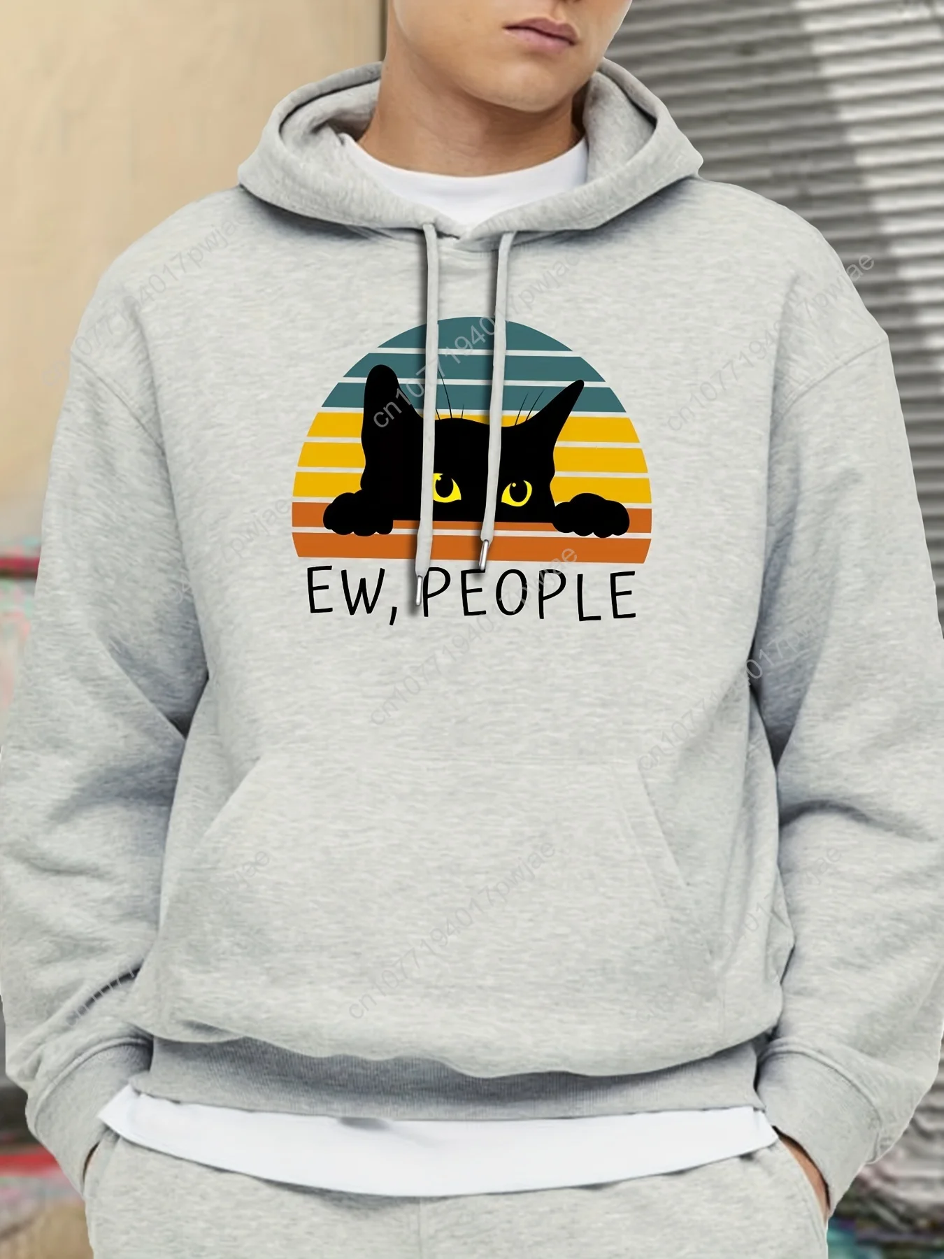 Active Hoodies Leisure Hoodies With Black Cat And Color Stripe