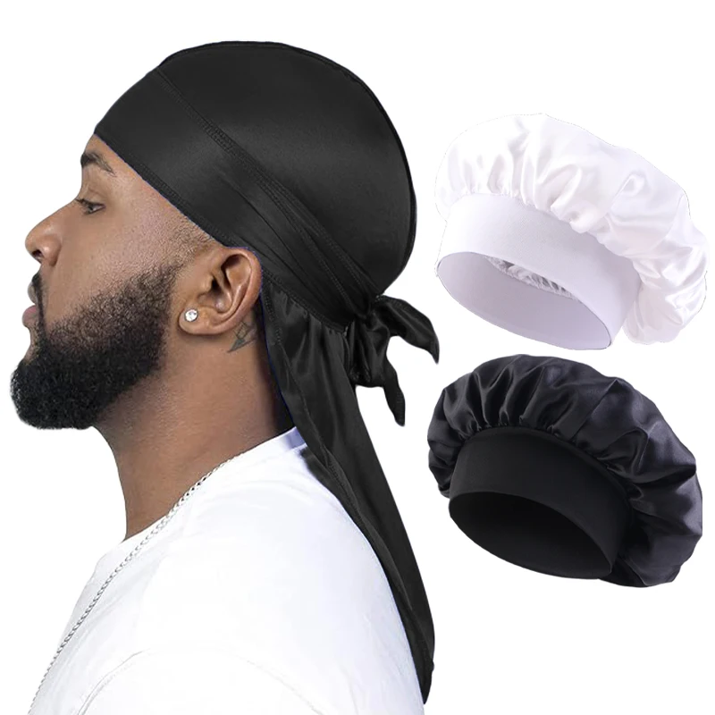 2/3 TEILE/LOS Männer Frauen Lange Schwanz Kopf Schal Headwrap Motorhaube Nacht Hut Seide Durag Pirate Hut Unisex Schlafen bandana Turban Hijab – Detail 12