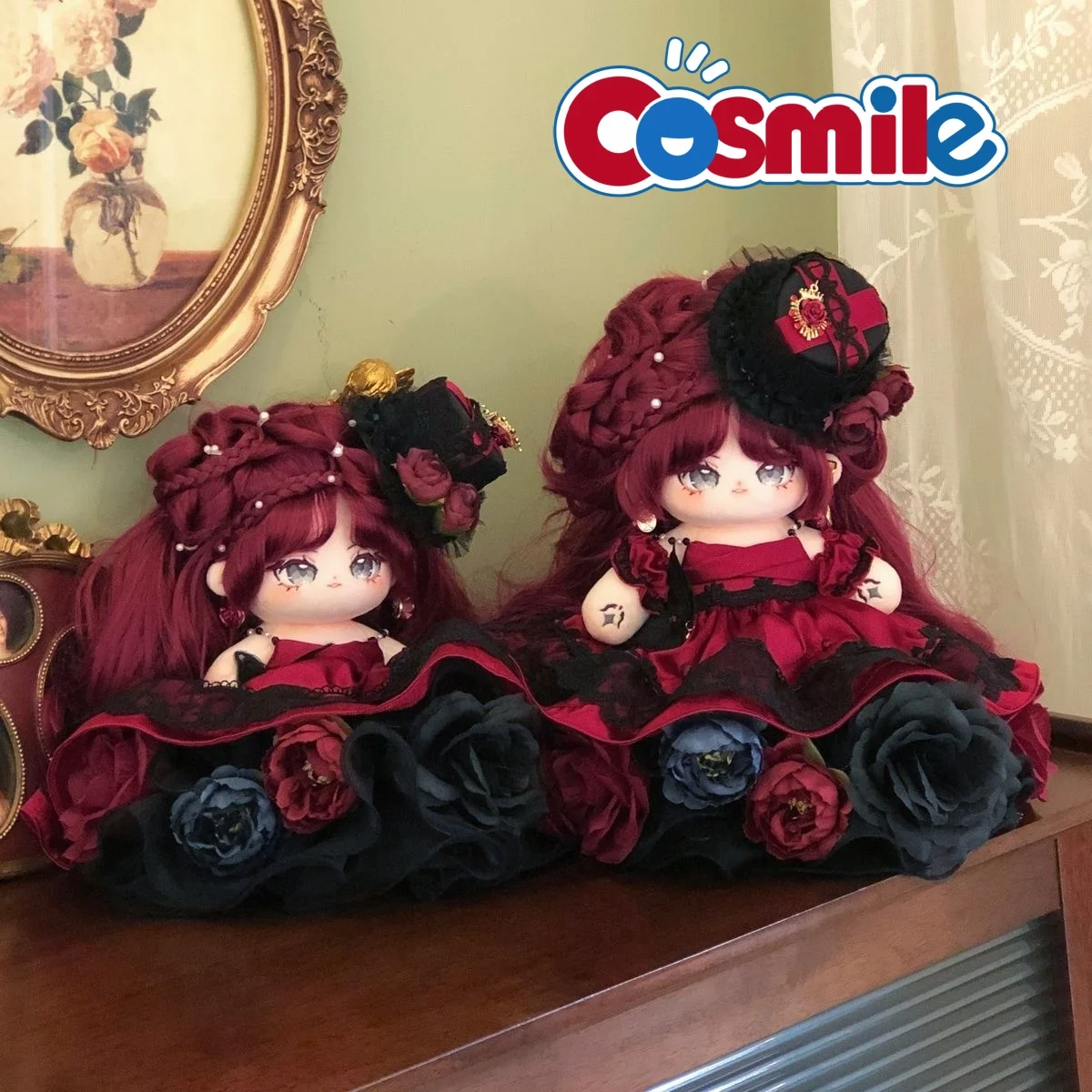 

Cosmile Lolita Red Soft Silk Wig Girl Plush 20cm 28cm Doll Body Toy Rose Clothes Game Cosplay Anime Bag Accessories Cute PDD