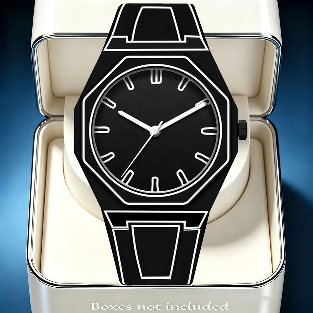 Men's Elegant Casual Watch, Unique Rectangular Dial Design Quartz Watch