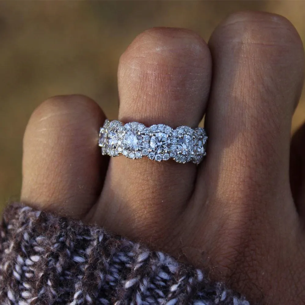 S925 Sterling Silver Ring Hot Sale New Micro-Set Real Zircon Engagement Ring, Strip Ring