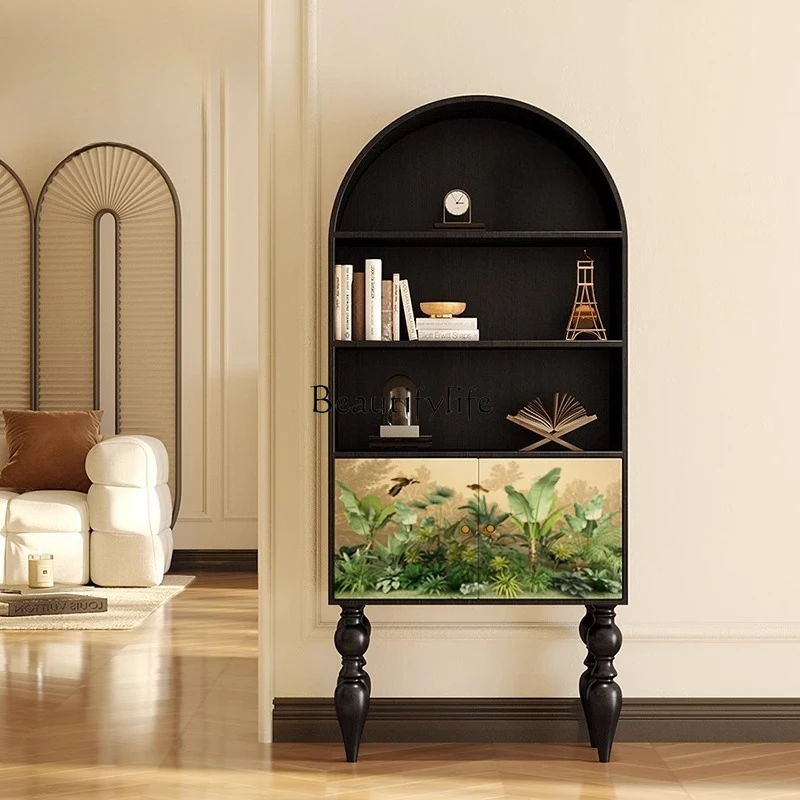 

Nordic tropical rainforest living room against the wall solid wood storage bookcase entrance entrance locker