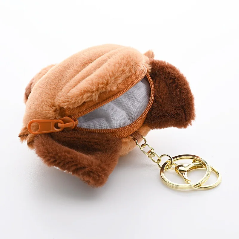 1Pcs Fun Cute Red Panda Headphone Bag Keychain Cartoon Mini Bear Plush Storage Bag Pendant Girls Children Birthday Small Gift