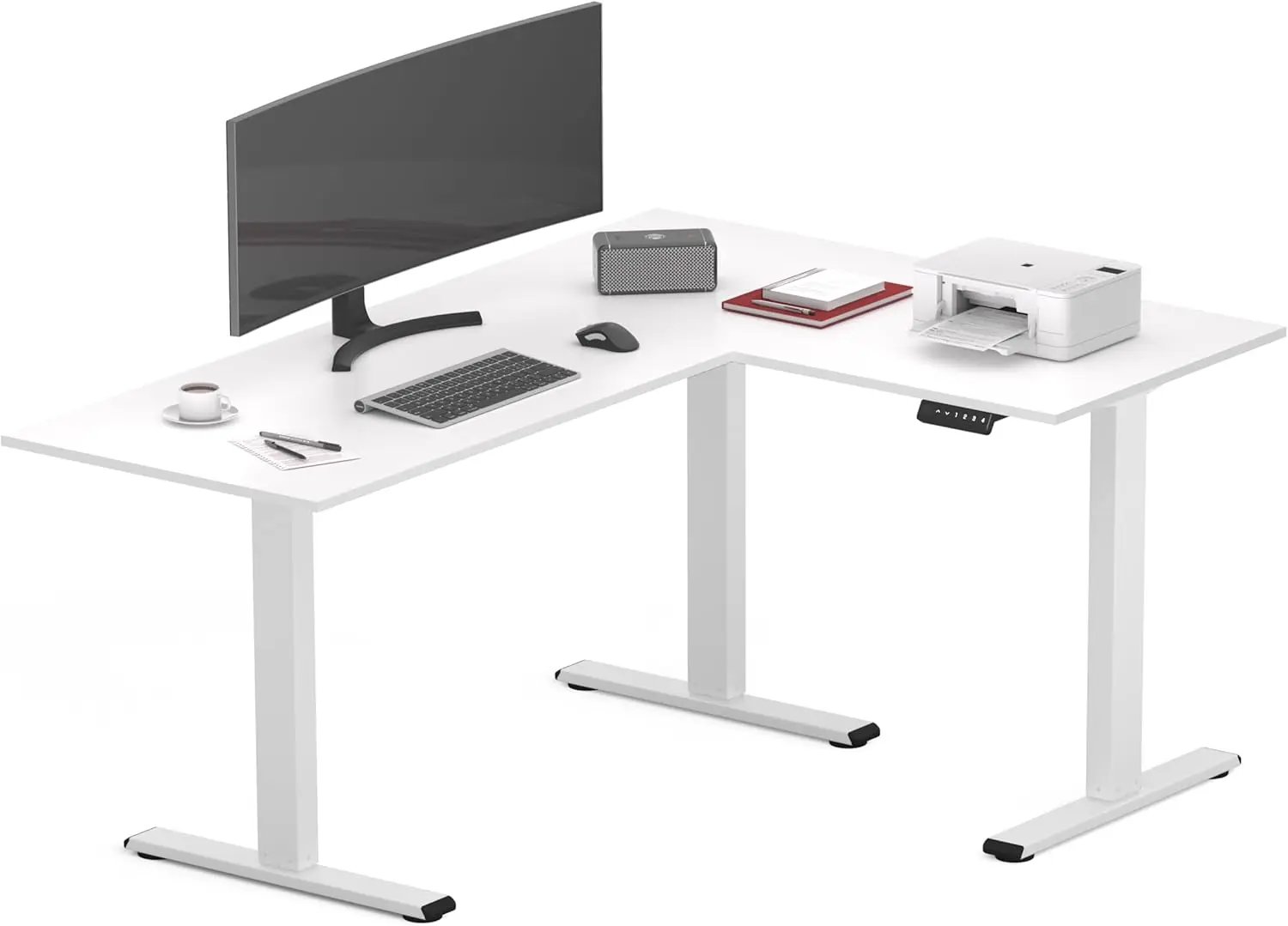 Flexispot 63 Inch L-Shaped Standing Desk, Electric Height Adjustable Desk, Sit Stand Large Corner Desk, Memory Preset