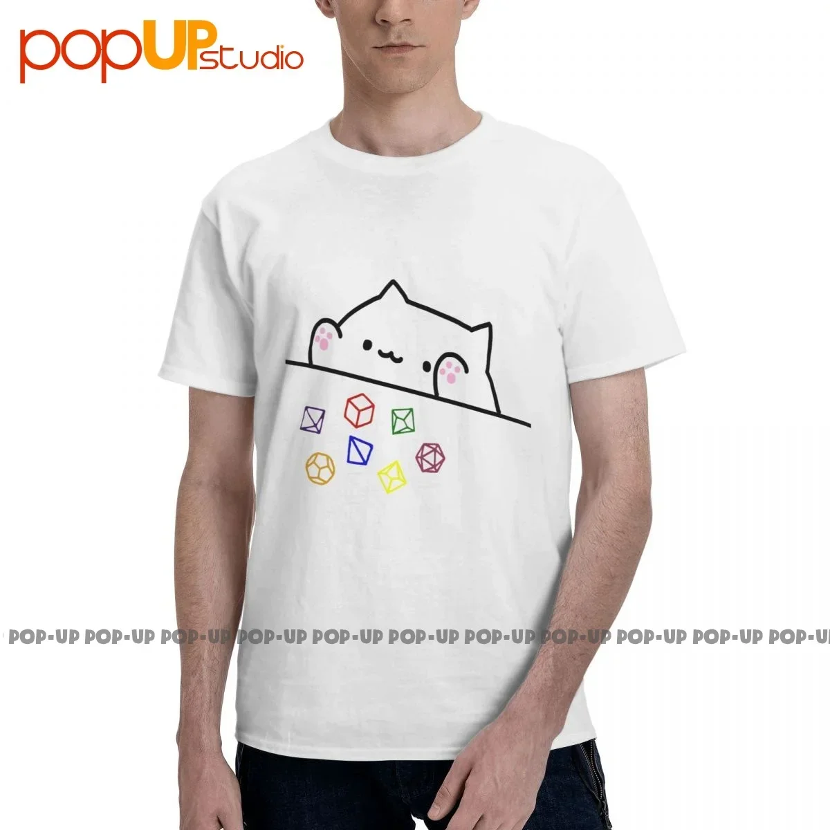 Pop Bongo Cat Throwing Dice - Dnd - Dungeon Master - Tabletop Rpg T-shirt Tee Harajuku Shirt High Quality