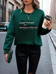 Overlapping Colourful Text Print Hoodless Green High End Sweatshirt Fashion Ladies Women's Comfortable Wearable Top