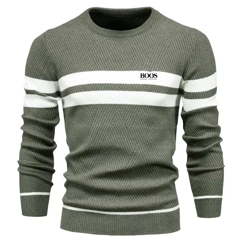 

New Autumn Pullover Men's Sweater O-neck Patchwork Long Sleeve Warm Slim Sweaters Men Casual Fashion Sweater Men Clothing