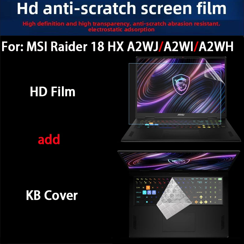 For New MSI Raider 18HA2WJ Keyboard Film 18-inch Raider 18HA2WI/A2WH Laptop Toughened Film Anti-blue Film Anti-reflective Film