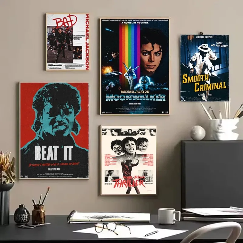 King of Pop 80s Singer Michael Jackson Portrait Moon Walk Classic Music Poster Canvas Painting Wall Pictures Home Decor Gift
