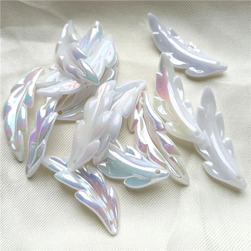 20pcs White AB Dazzle Color Flower Leaves Acrylic Beads DIY Jewelry Material Handmade Earrings Making Bracelet Hairpins