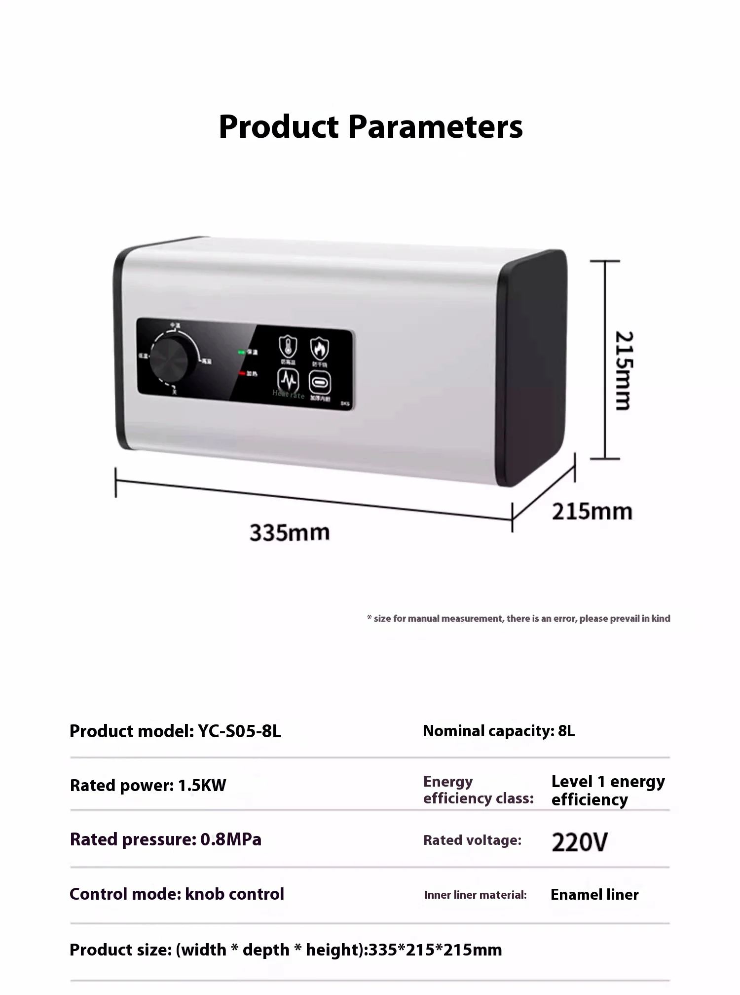 Precios al por mayor Calentamiento rápido gran volumen de agua seguro y ahorro de energía 8L 1500W calentadores de agua eléctricos instantáneos