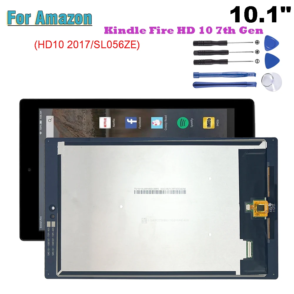 

10.1" New For Amazon Kindle Fire HD 10 7th Gen 2017 SL056ZE LCD Display Touch Screen Digitizer Assembly Replacement Parts