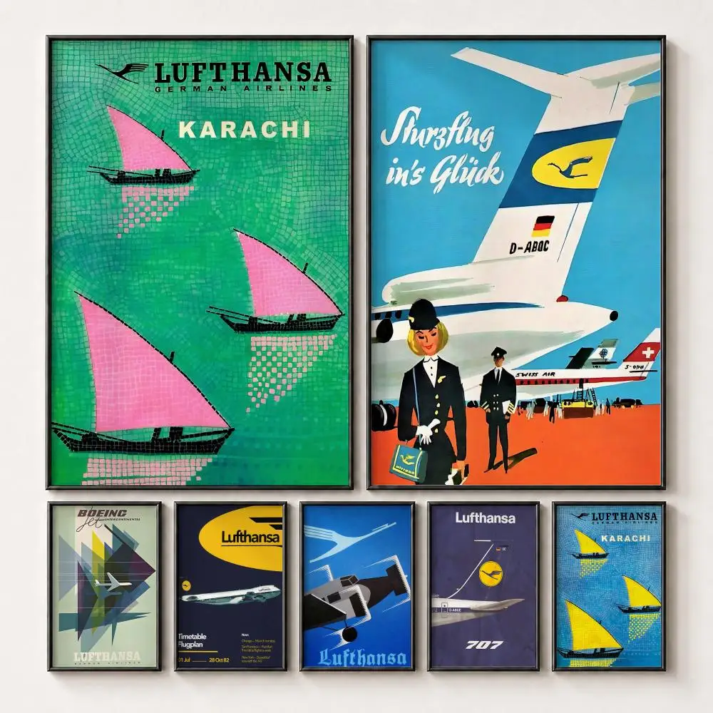 Berühmtes Markenposter von L-LufthansaS, HD-Poster zum Abziehen und Aufkleben, wasserfest, für Schlafzimmer, Büro, Wohnheimdekoration