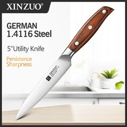 XINZUO Germany 1.4116 Steel 5'' Multi Function Utility Peeling Knife Kitchen Steel Sharp Cleaver Slicing Multi-purpose Knives